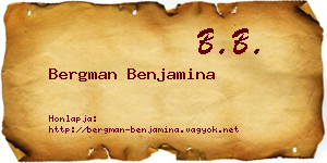 Bergman Benjamina névjegykártya